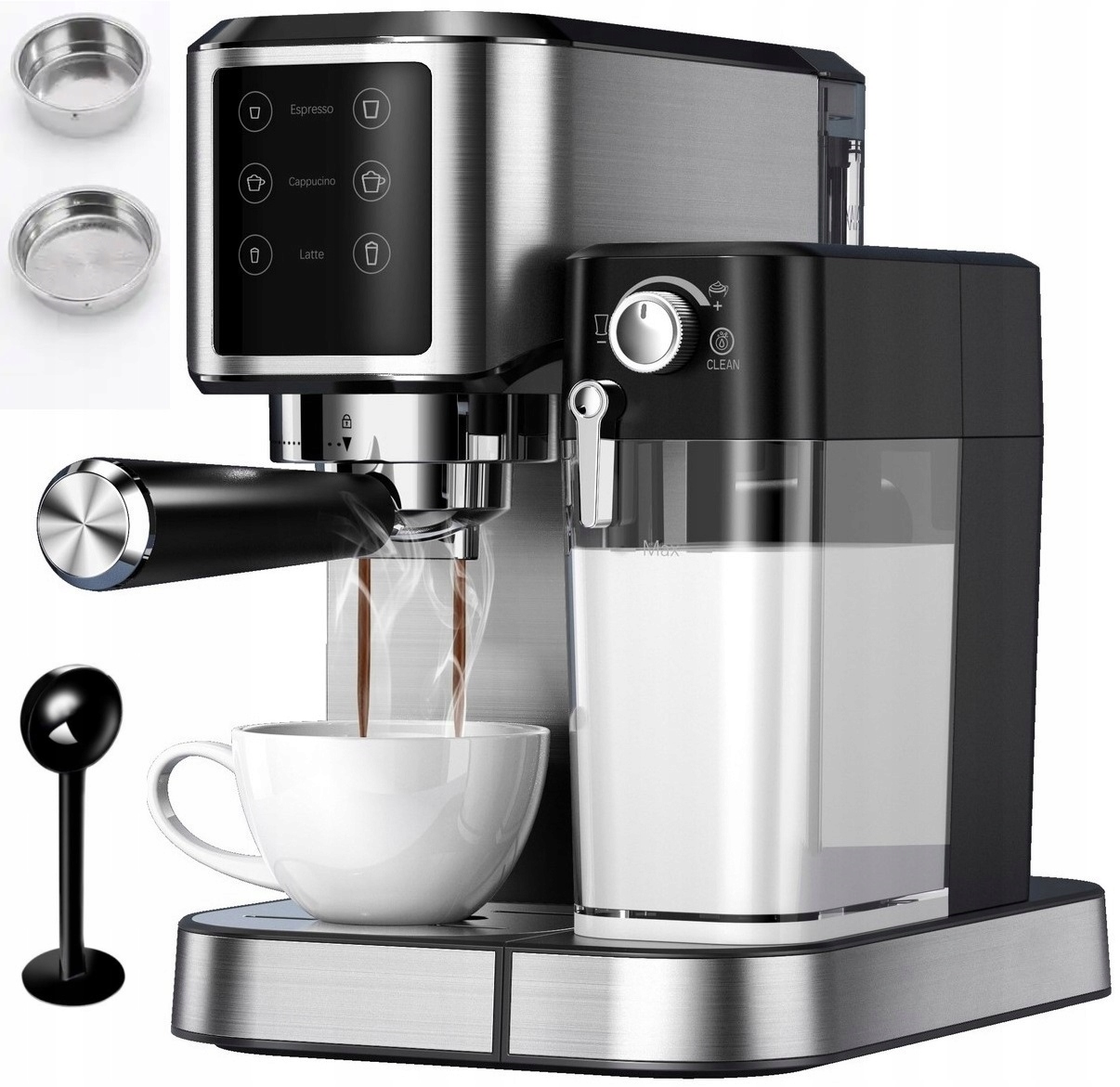 Kávovar na espresso s portafiltrom Kerch Maestro 1350 W, strieborná/šedá